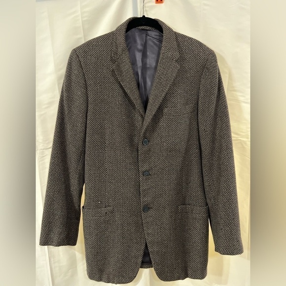 Vintage Men’s cashmere blazer medium houndstooth brown tan single breasted - Picture 1 of 16